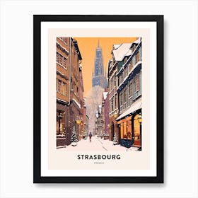 Vintage Winter Travel Poster Strasbourg France 1 Art Print