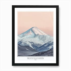 Mount Katahdin Usa Color Line Drawing 1 Poster Art Print
