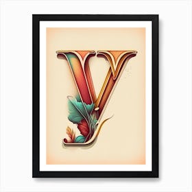 Y, Letter, Alphabet Retro Drawing 1 Art Print