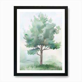 Juniper Tree Atmospheric Watercolour Painting 2 Art Print