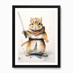 Chipmunk As A Jedi Watercolour 2 Art Print