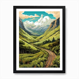 Greenstone And Caples Tracks New Zealand 2 Vintage Travel Illustration Art Print