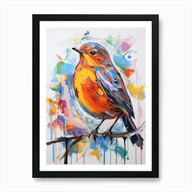 Colourful Bird Painting Robin 4 Art Print