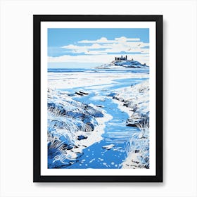 Bamburgh Beach Northumberland Printmaking 4 Art Print