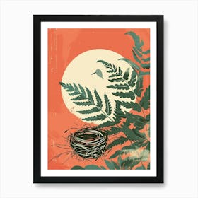 Birds Nest Fern Plant Minimalist Illustration 8 Art Print