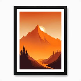 Misty Mountains Vertical Composition In Orange Tone 191 Art Print