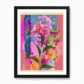 Gypsophila 1 Neon Flower Collage Art Print