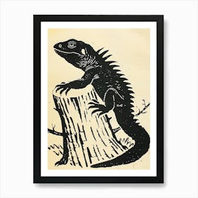 Lizard In The Woods Bold Block 3 Art Print