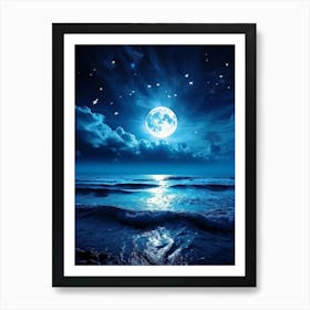 Abstract Dream Astronomy Landscape Celestial Ocean Cloud Halloween Light Moon Full Moon W (34) Art Print