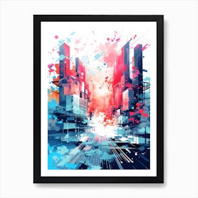 Futuristic City Abstract Painting Art Print