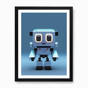 Cute grey-blue robot Art Print