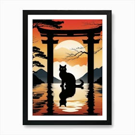 Japan Cat Art 24 Art Print