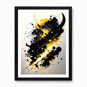 Black And Yellow Abstract Painting Art Print