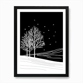 Winter Landscape With Trees Vector Art Print