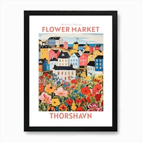 Thorshavn Red Flower Market Floral Art Print Travel Print Plant Art Modern Style Art Print