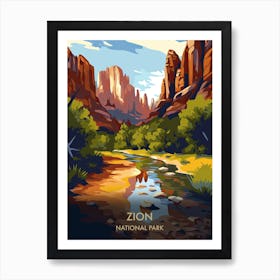 Zion National Park Travel Poster Illustration Style 6 Art Print