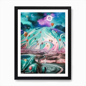 Retro Soap Bubble Road Psychedelic Art Print