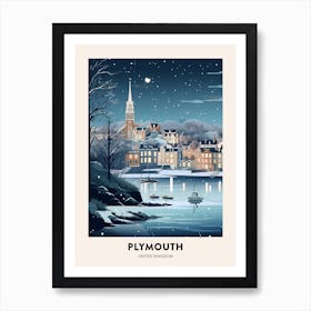 Winter Night  Travel Poster Plymouth United Kingdom 3 Art Print