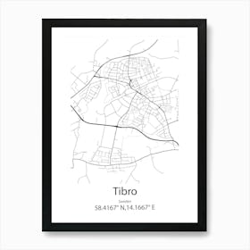 Tibro,Sweden Minimalist Map Art Print