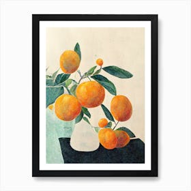 Orange Tree Branch In A Vase Still Nature Art Print