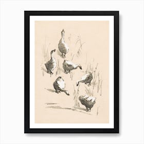 Greeting Card With Six Geese (1878–1917), Theo Van Hoytema Art Print