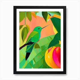 Green Breasted Mango Hummingbird Abstract Still Life Art Print