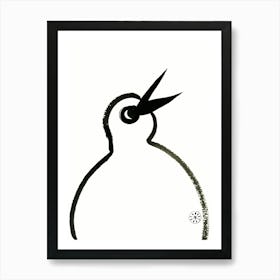 Angry Bird 34 - black and white minimal ink paper bird Art Print