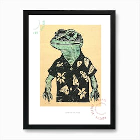 Lizard In A Floral Shirt Block 2 Poster Art Print