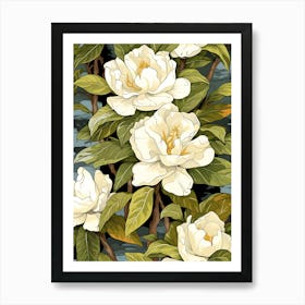 Floral Pattern With White Flowers 1 Art Print