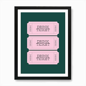 Teal And Pink Drink Ticket Art Print