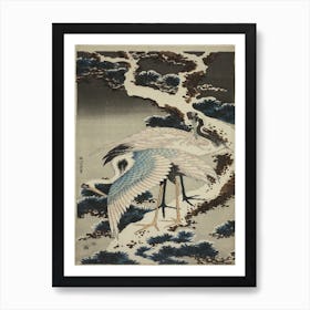 Cranes At The Branch Of A Snow, Katsushika Hokusai Art Print
