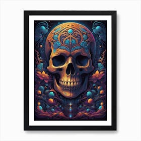 Skull And Flowers Art Print