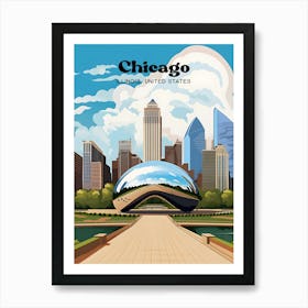 Chicago Illinois United States Cloud Gate Travel Art Art Print