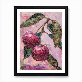 Disco Ball Cherries Mosaic Painting Kitchen Art Print