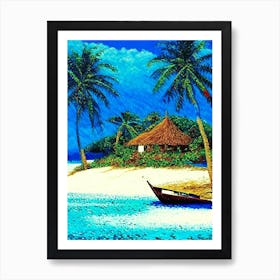 San Blas Islands Panama Pointillism Style Tropical Destination Art Print