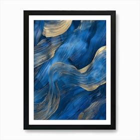 Blue And Gold Abstract Painting 10 Art Print