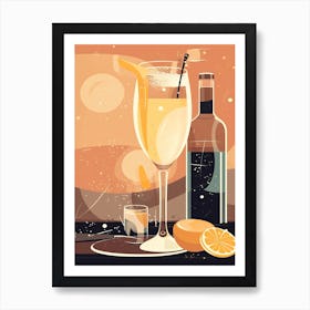 French 75 Cocktail Mid Century Modern 3 Art Print