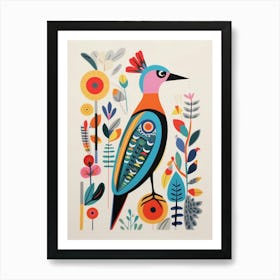 Colourful Scandi Bird Partridge 3 Art Print