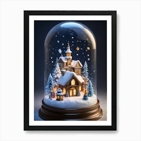 Magical Christmas snow globe Art Print