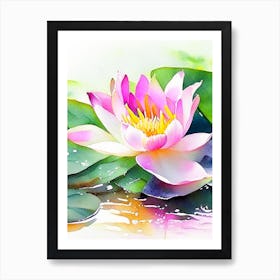 Lotus Flower In Garden Watercolour 3 Art Print