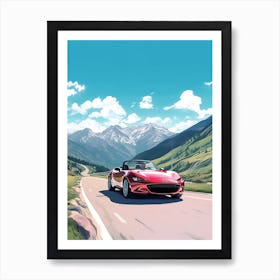 A Mazda Mx 5 Miata In The Route Des Grandes Alpes Illustration 2 Art Print