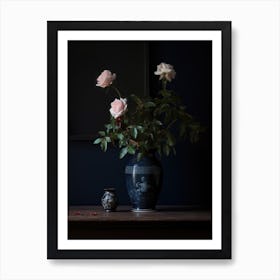 Vintage Roses In Vase Art Print