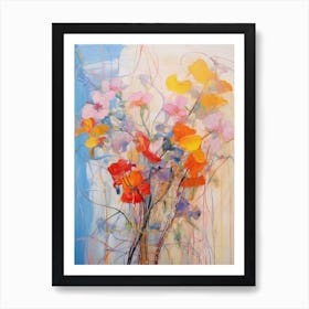 Abstract Flower Painting Flax Flower 1 Art Print