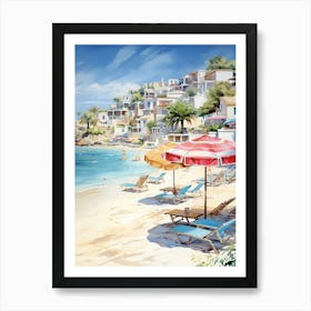 Coastal Calm: Mediterranean Beach View Decor Art Print