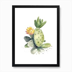 Lemon Ball Cactus Watercolour Drawing 1 Art Print