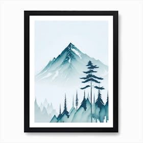 Mountain And Forest In Minimalist Watercolor Vertical Composition 44 Art Print