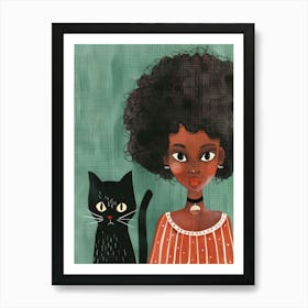 Black Girl With Cat 3 Art Print