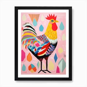 Pink Scandi Chicken 2 Art Print