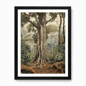 Vintage Jungle Botanical Illustration Rubber Tree 2 Art Print