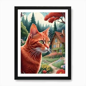 Cat In The Garden Art Print